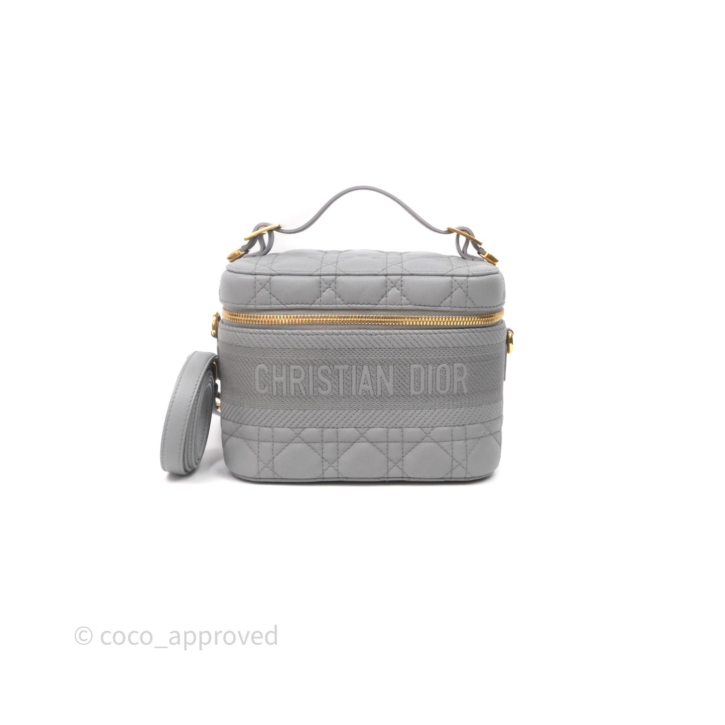 Christian Dior Small Diortravel Vanity Case Grey Lambskin Cannage