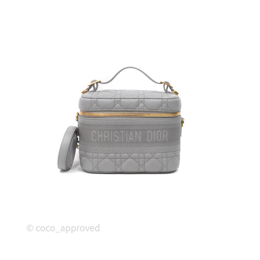 Christian Dior Small Diortravel Vanity Case Grey Lambskin Cannage