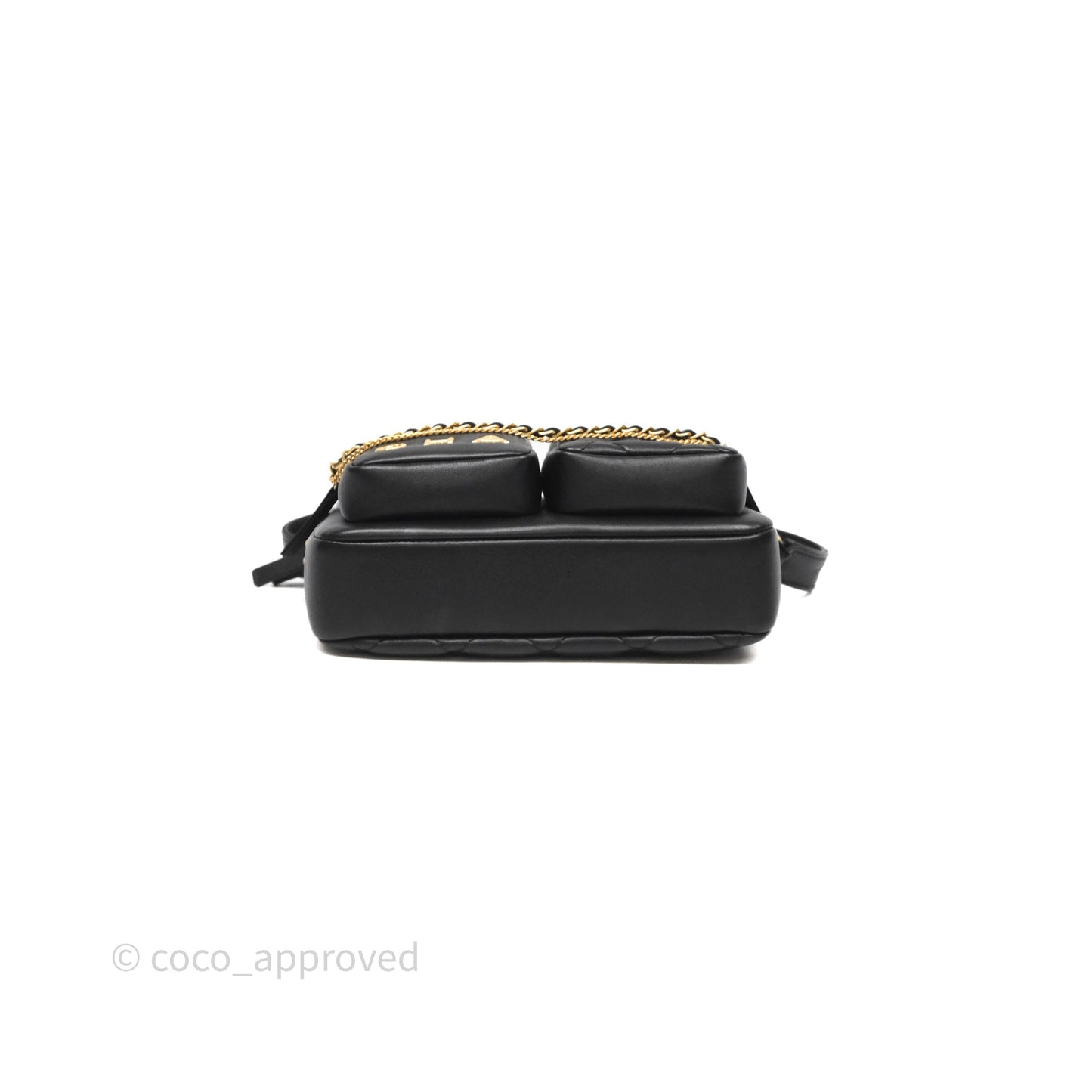 Chanel Small Camera Case Quilted Black Calfskin Aged Gold Hardware 22C