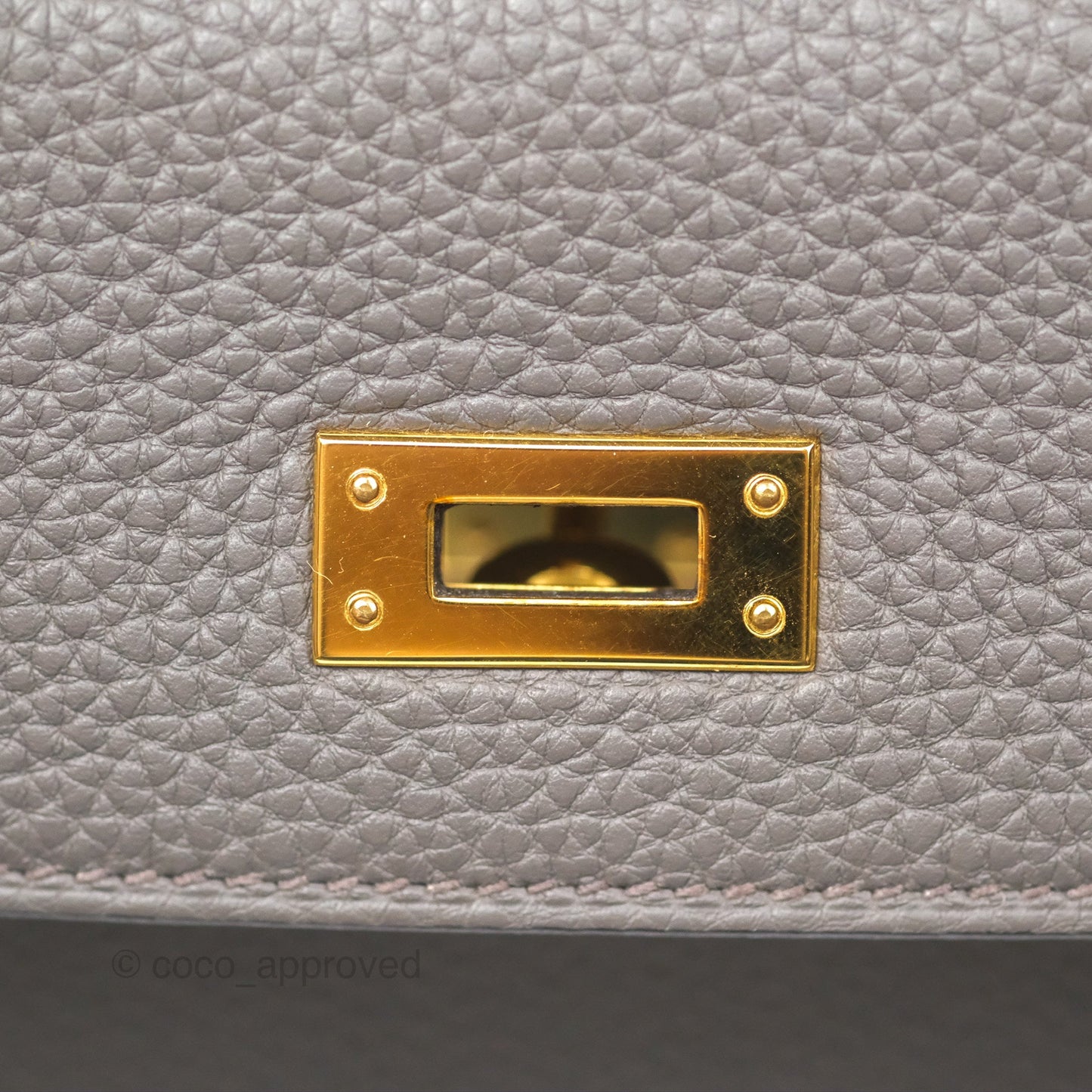 Hermès Retourne Kelly 25 Gris Etain 8F Togo Gold Hardware
