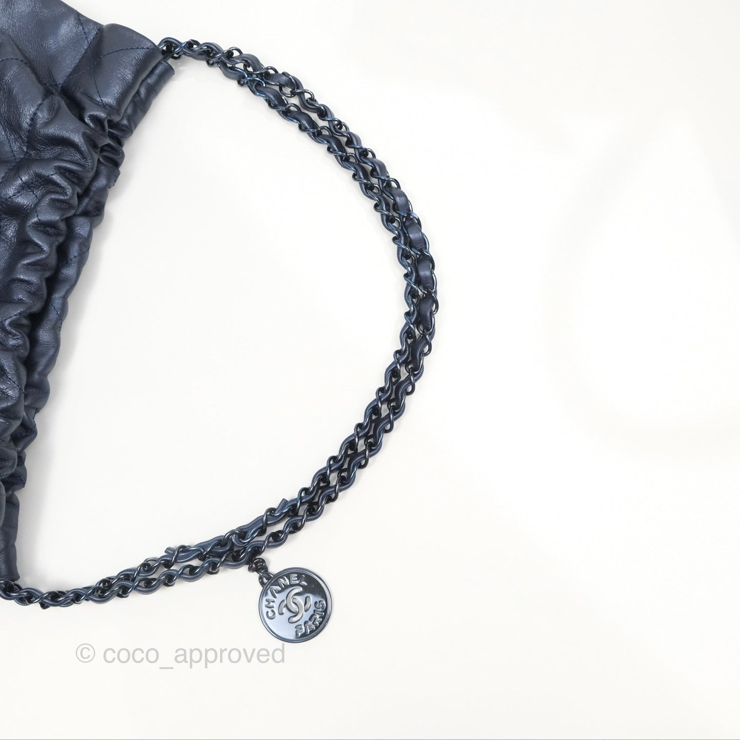 Chanel 22 Small Metallic Midnight Blue Aged Calfskin Midnight Blue/Silver Hardware