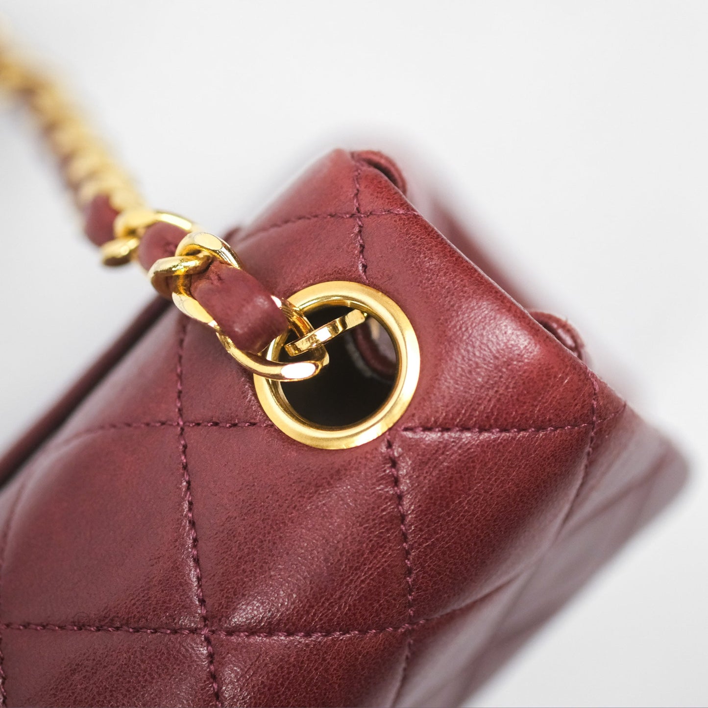 Chanel Vintage Mini Square Burgundy Lambskin 24K Gold Hardware