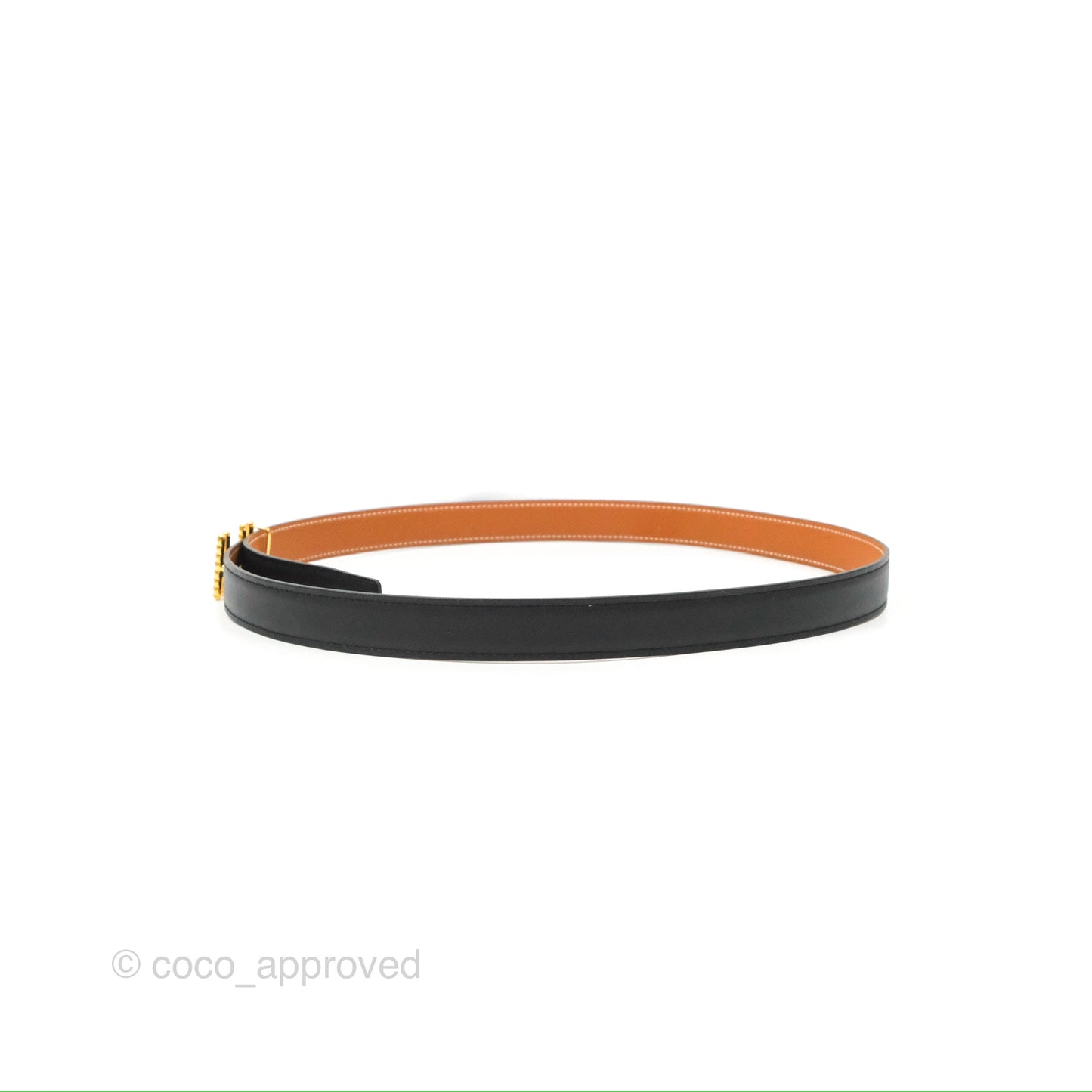 Hermès H au Carre Twist Belt Buckle & Reversible Gold Epsom/Black Swift 24 mm