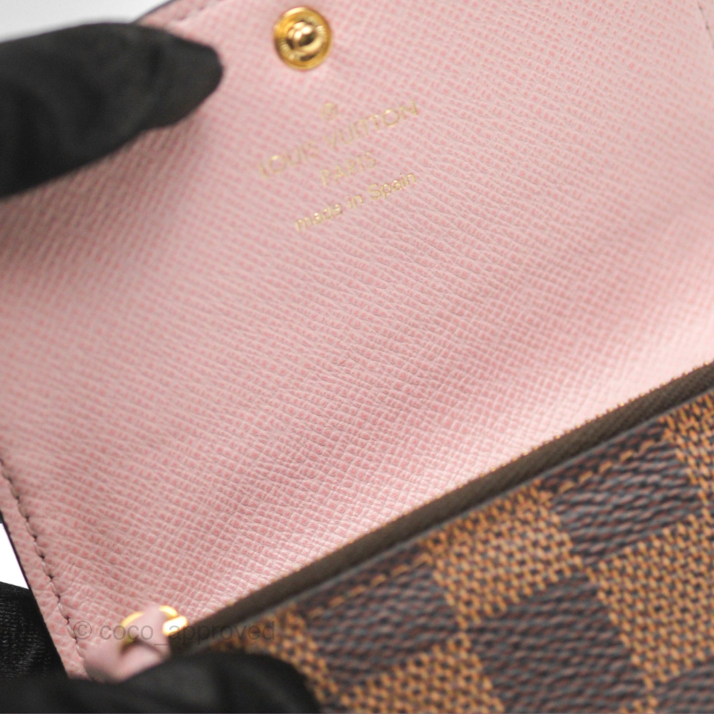 Louis Vuitton Rosalie Coin Purse Damier Ebene Rose Ballerina