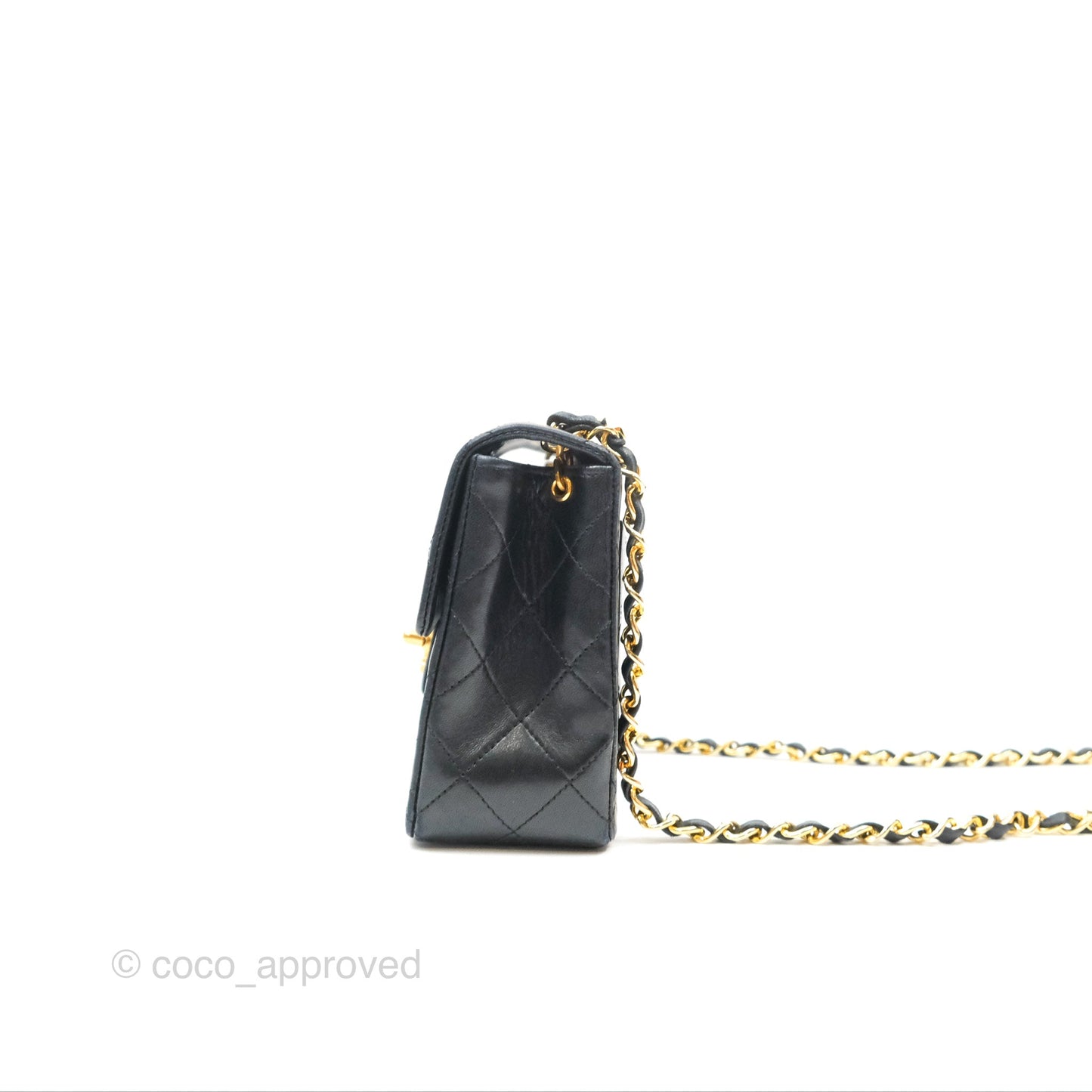 Chanel Vintage Mini Square Black Lambskin 24K Gold Hardware