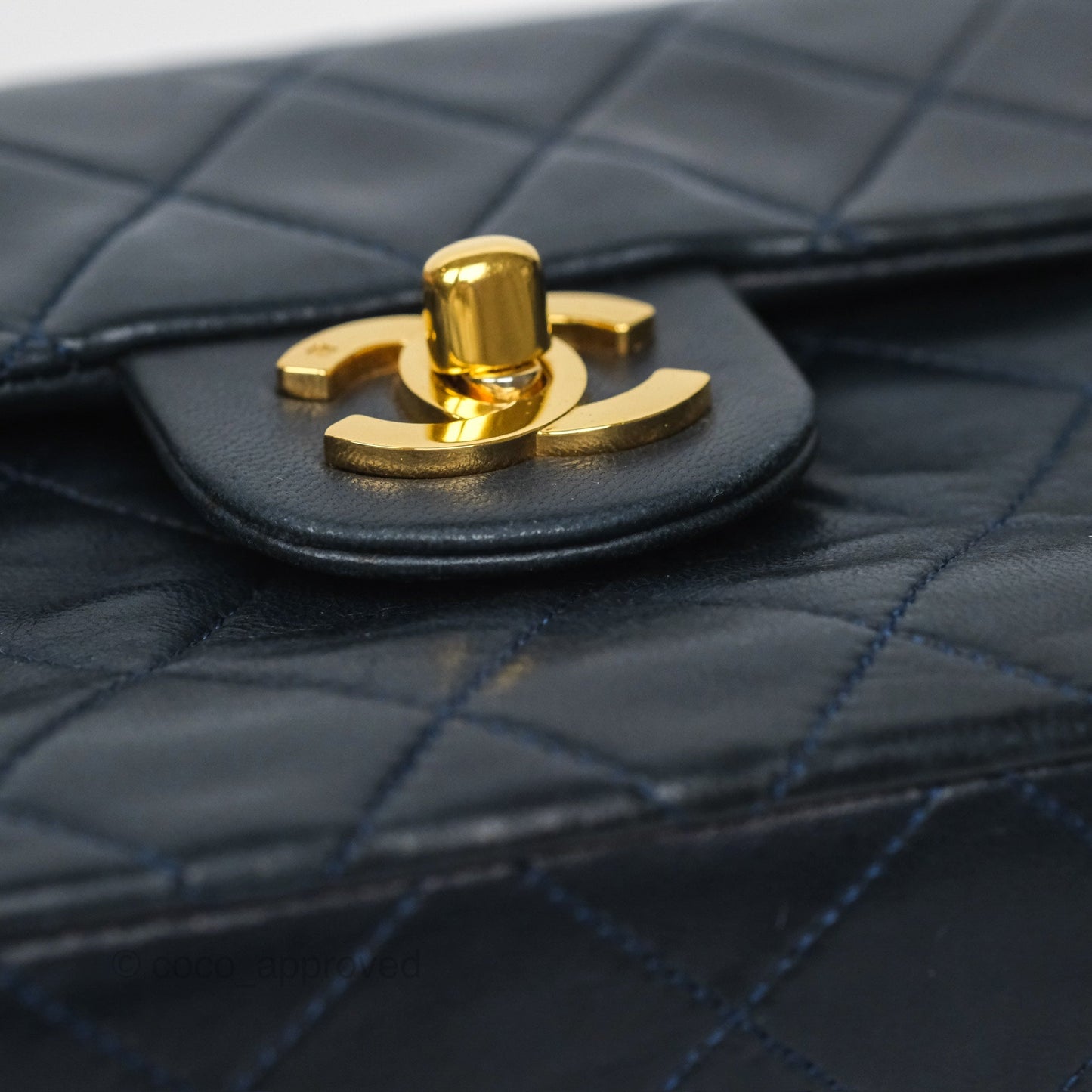 Chanel Vintage Mini Square Navy Lambskin 24K Gold Hardware