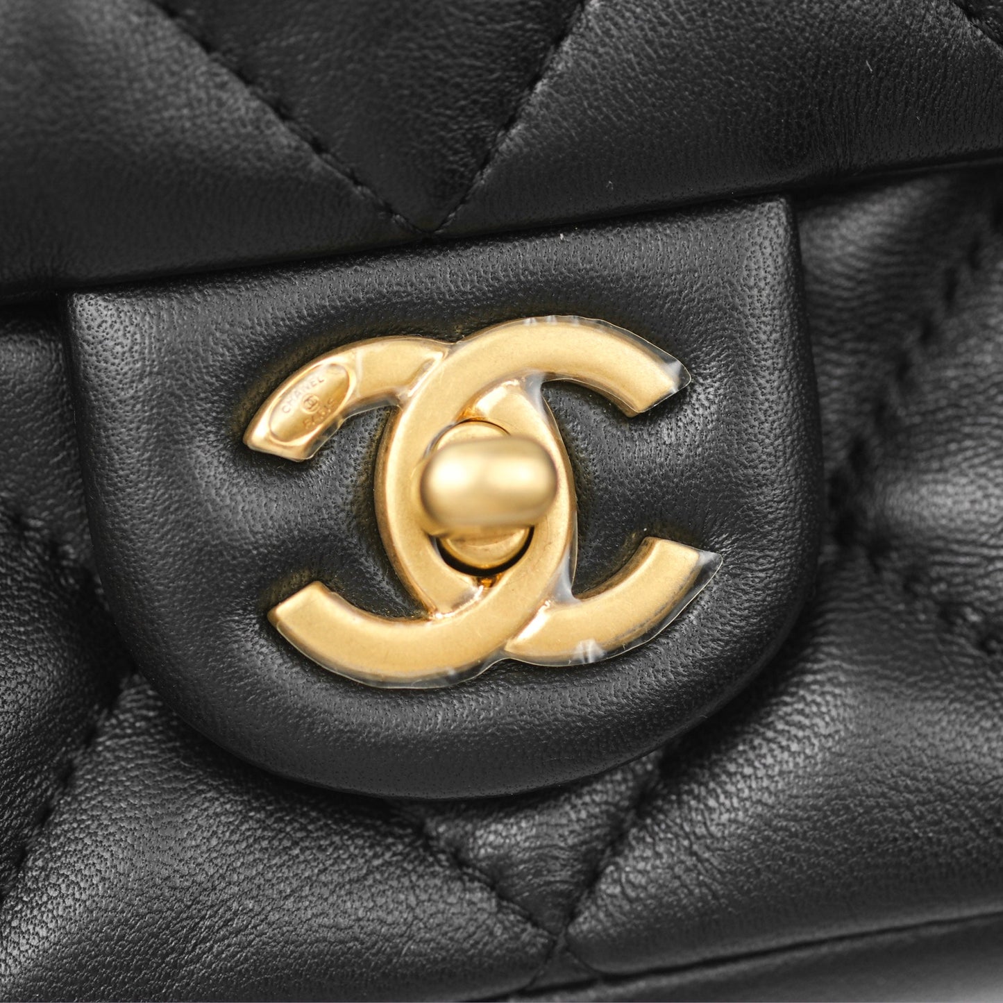 Chanel Mini Flap Bag With Heart CC Charm Black Lambskin Aged Gold Hardware
