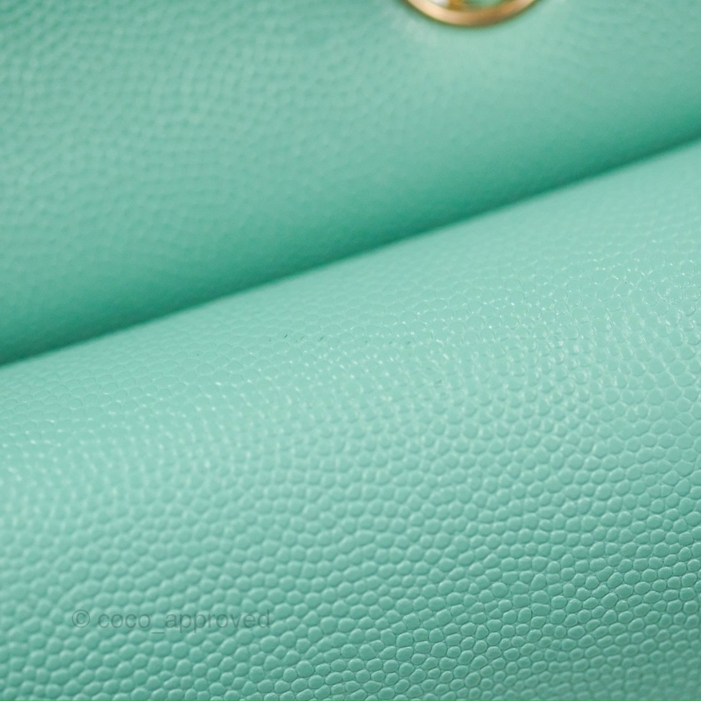 Chanel Small Classic Quilted Flap Tiffany Green Caviar Gold Hardware