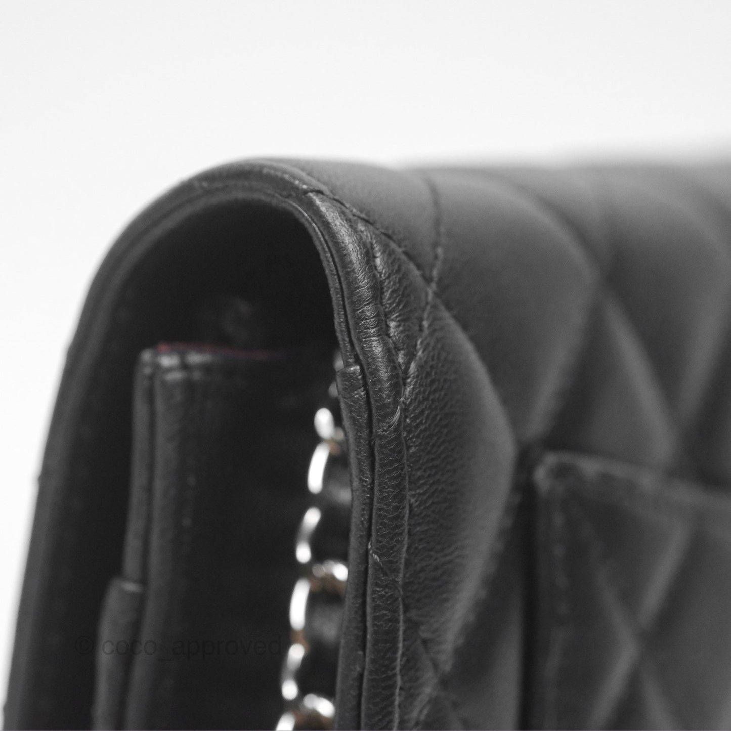 Chanel Quilted Classic Wallet on Chain WOC Black Lambskin Silver Hardware