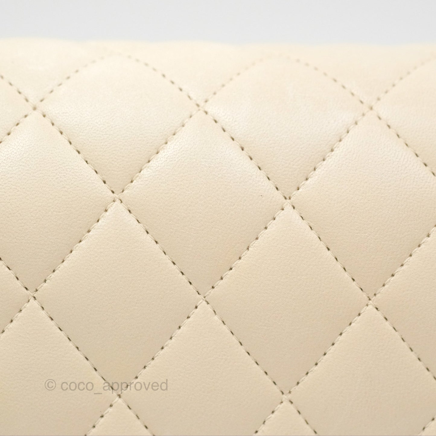 Chanel Classic M/L Medium Flap Quilted Pale Beige Lambskin Gun Metal