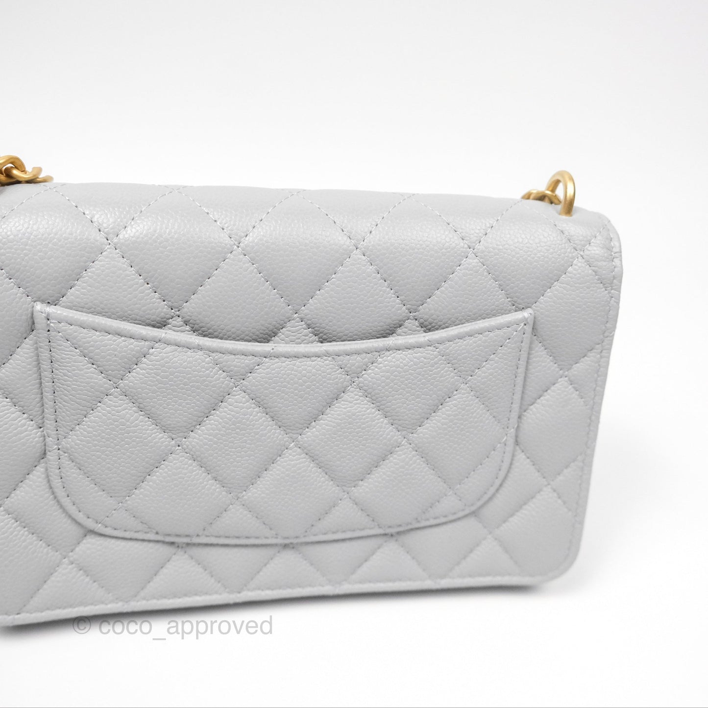 Chanel Heart Adjustable Chain WOC Grey Caviar Aged Gold Hardware