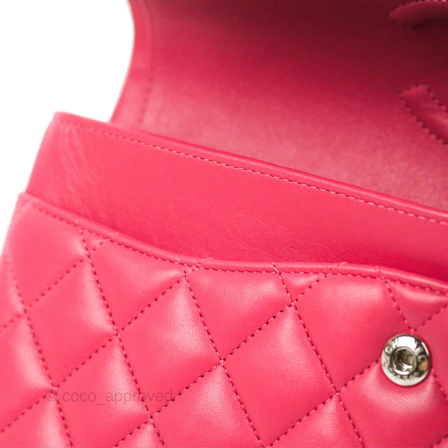 Chanel Classic M/L Medium Flap Quilted Pink Lambskin Silver Hardware