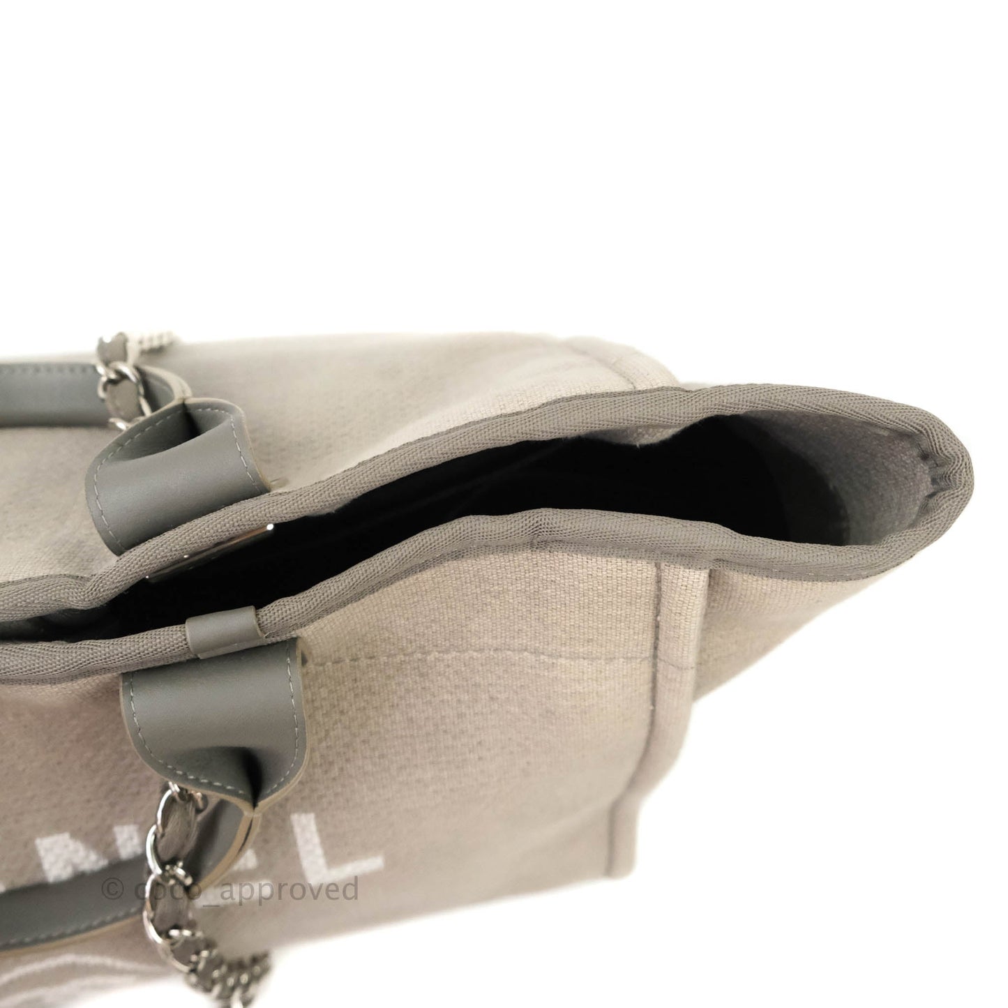 Chanel Large Deauville Grey Canvas Silver Hardware