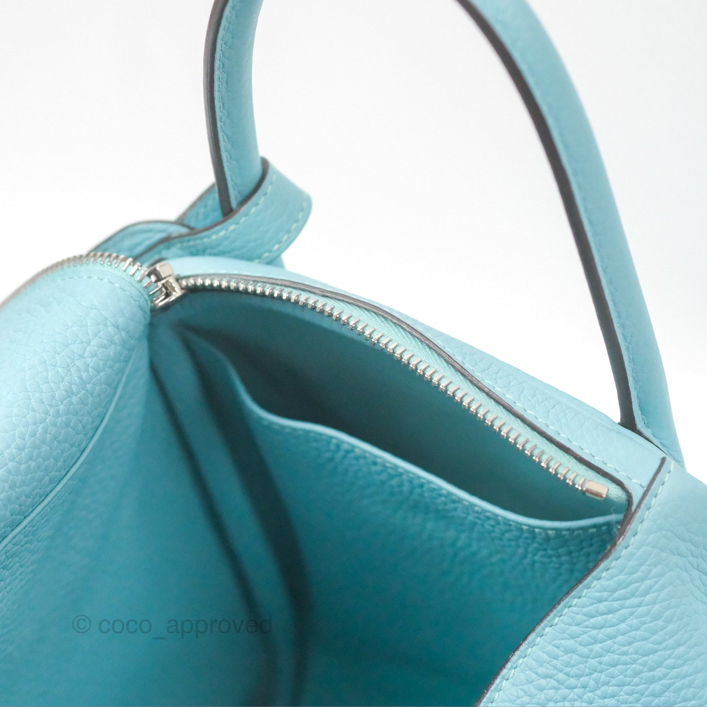 Hermès Lindy 30 Bleu Atoll Clemence Palladium Hardware
