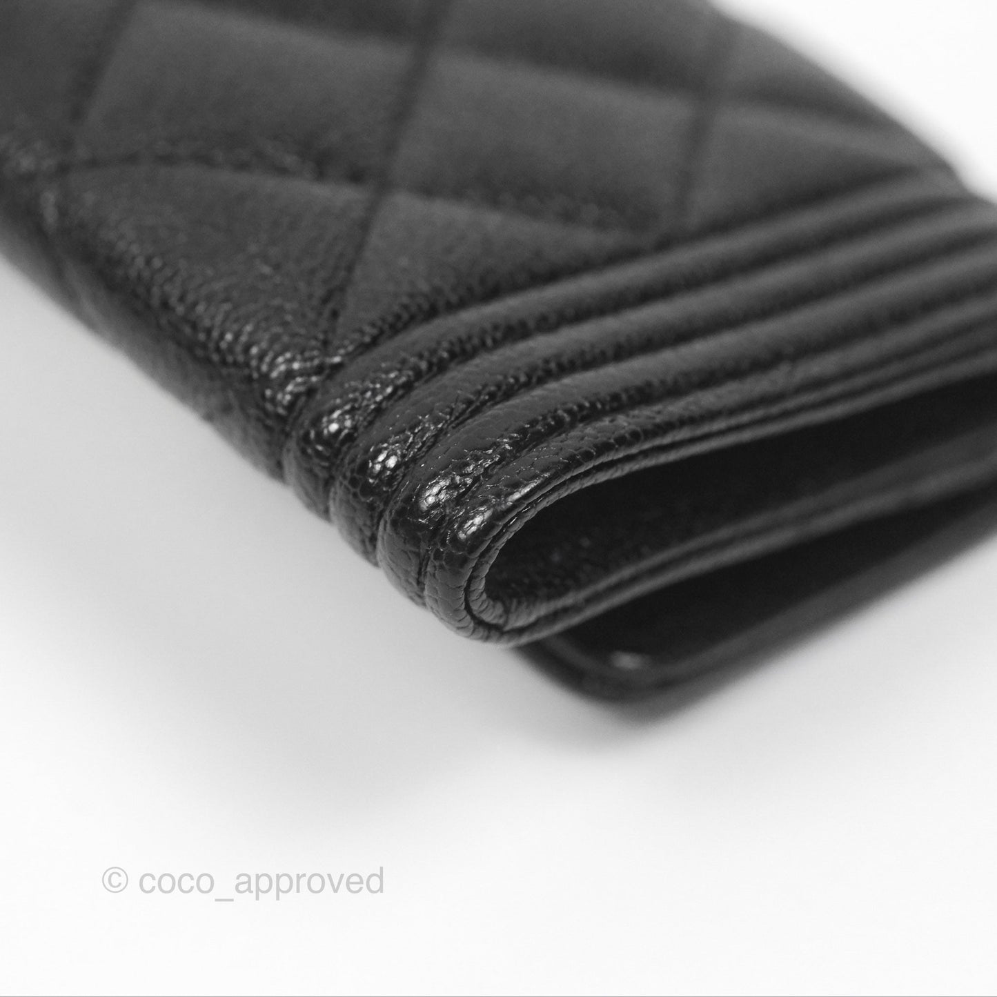 Chanel Quilted Boy Flap Card Holder Black Caviar Gold Hardware