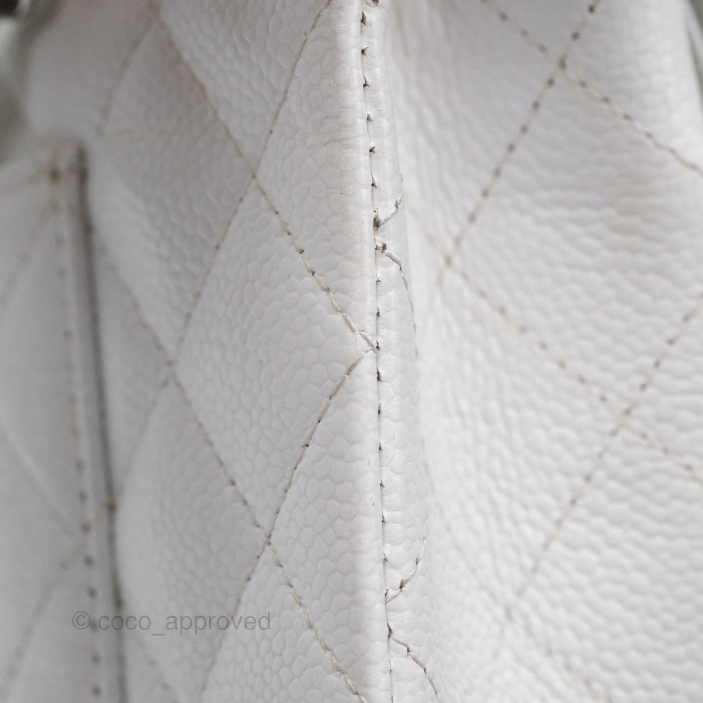 Chanel Classic M/L Medium Double Flap White Caviar Silver Hardware