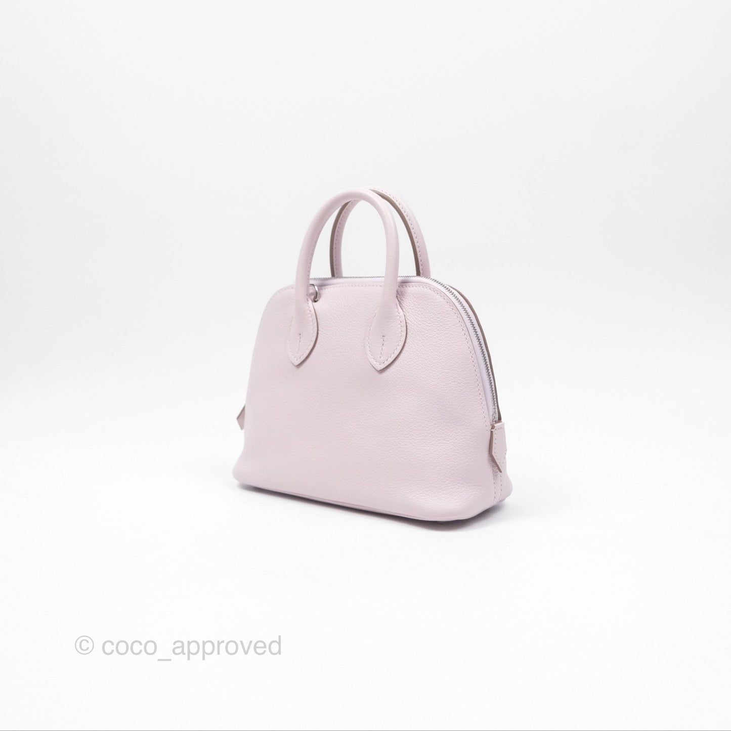 Hermès Bolide Mini 1923 Evercolor Mauve Pale 09/ Caramel 28 Palladium Hardware