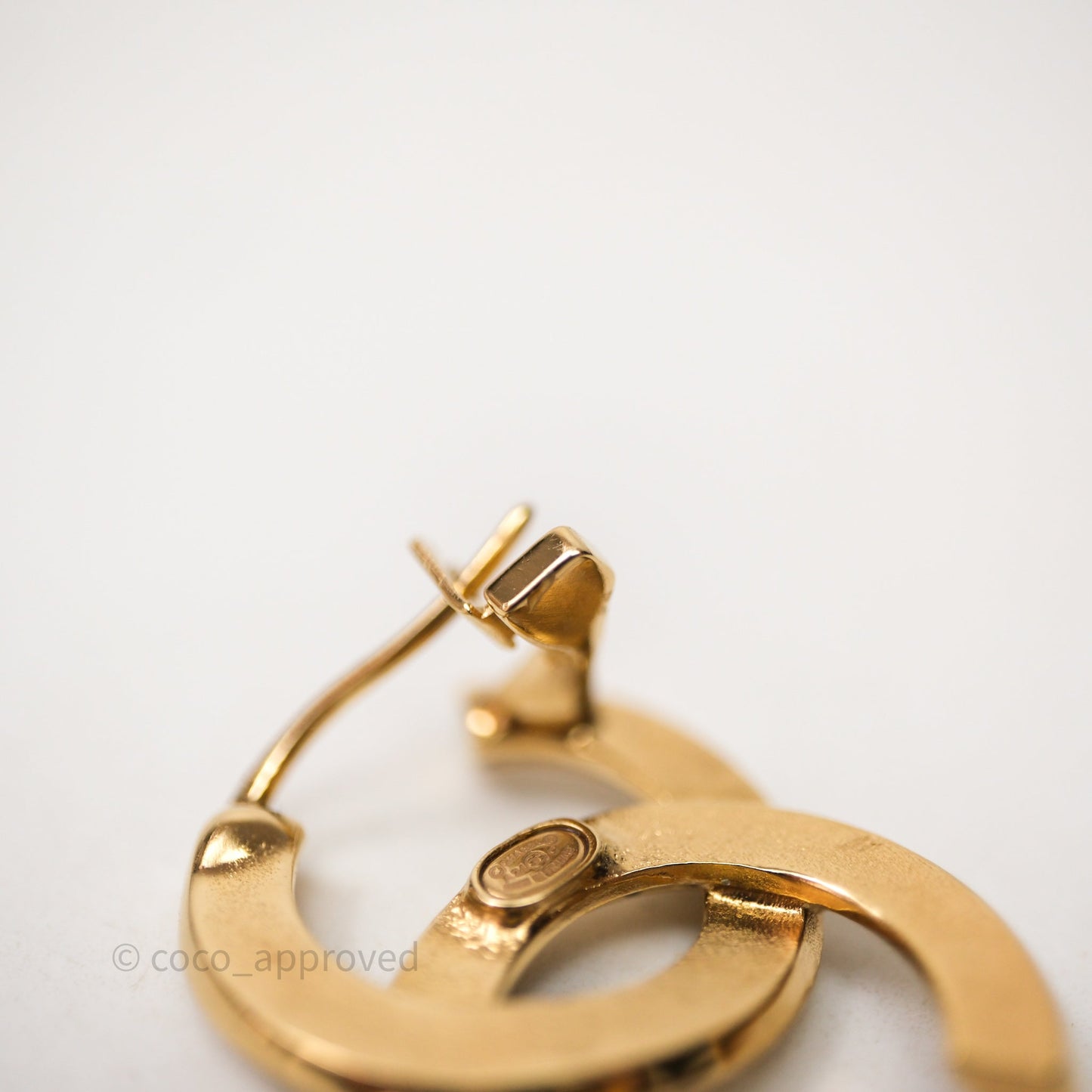 Chanel CC Crystals Black Resin Earrings Gold Tone 24C