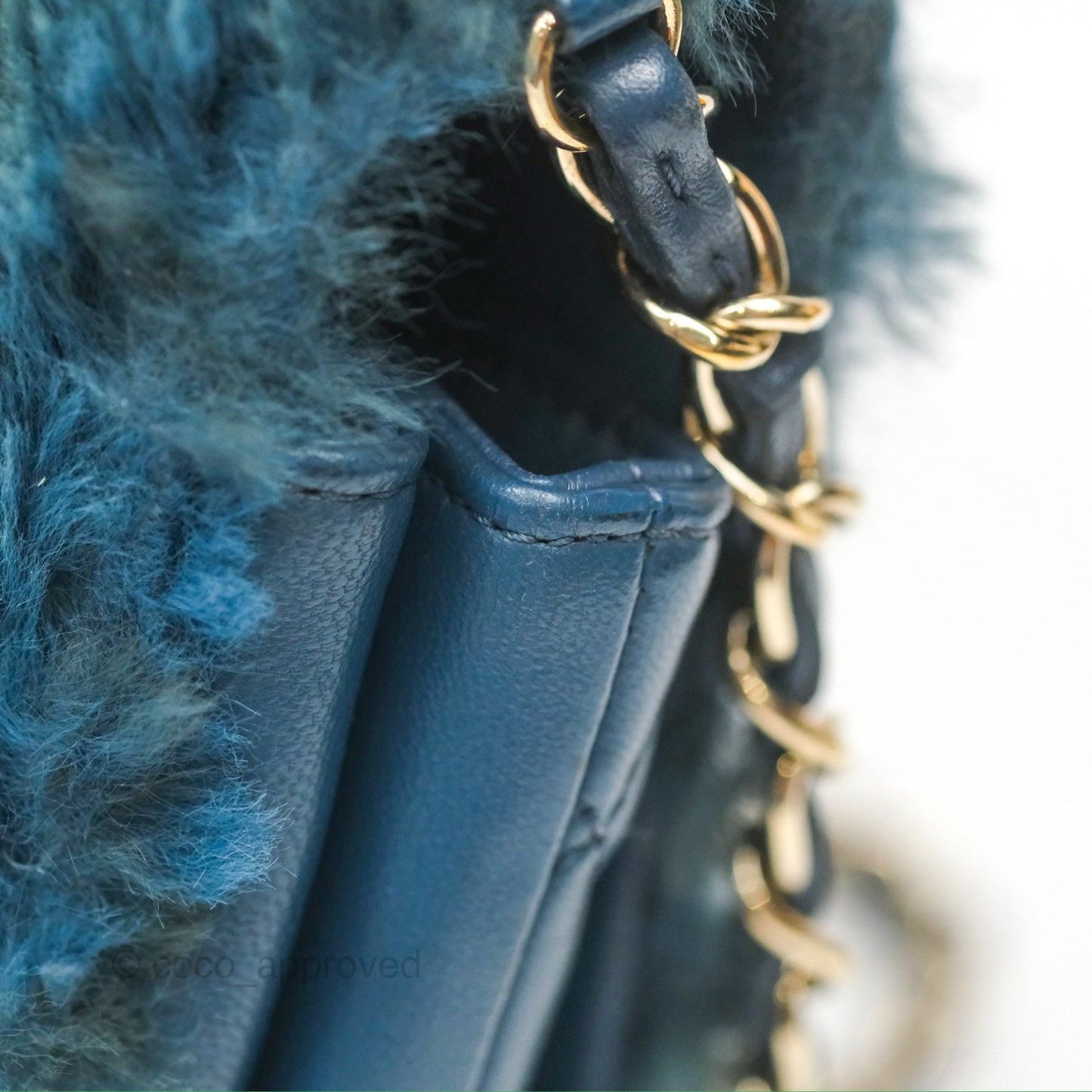 Chanel Top Handle Bag Green Blue Orylag Fur 17A