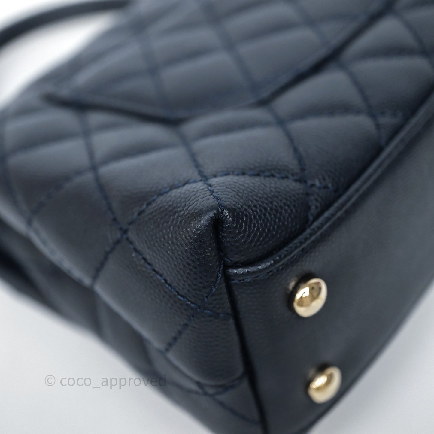 Chanel Small Coco Handle Navy Caviar Light Gold Hardware
