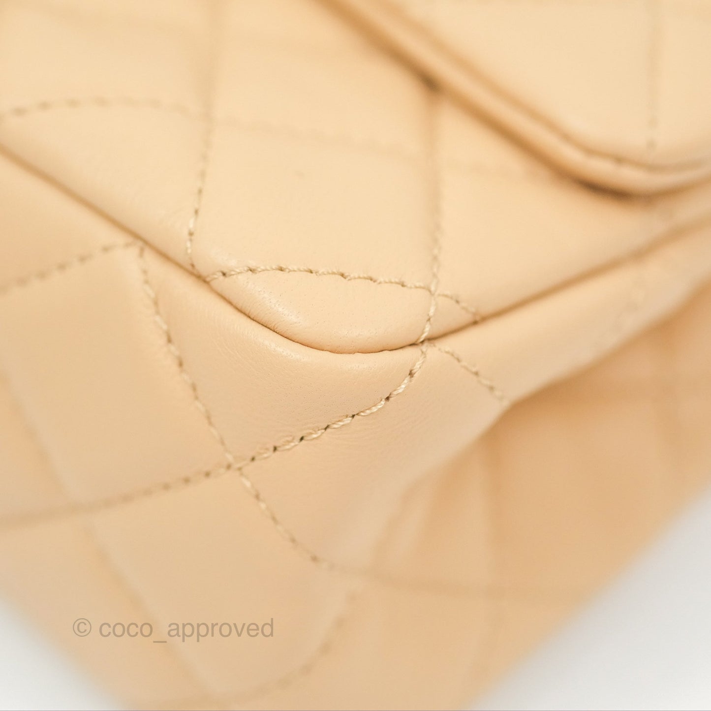 Chanel Pearl Crush Mini Rectangular Beige Lambskin Aged Gold Hardware