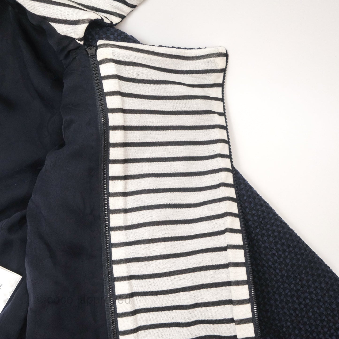 Chanel Double Zip Jacket Tweed Navy