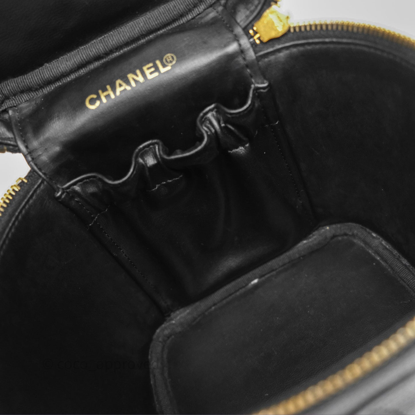 Chanel Vintage Vanity Case Black Caviar Gold Hardware
