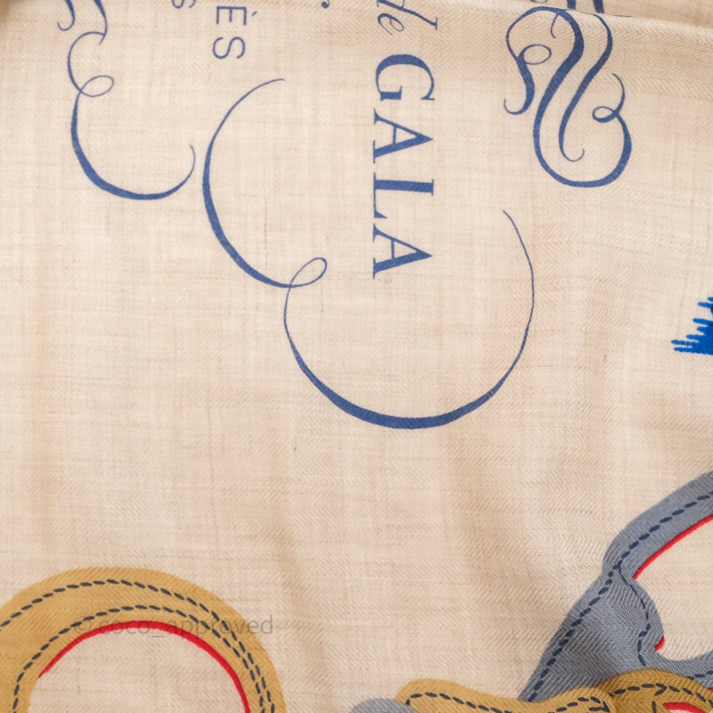 Hermes Brides De Gala App 140cm TD/ Orange/ Naturel/ Bleu Azur Cachemire Scarf