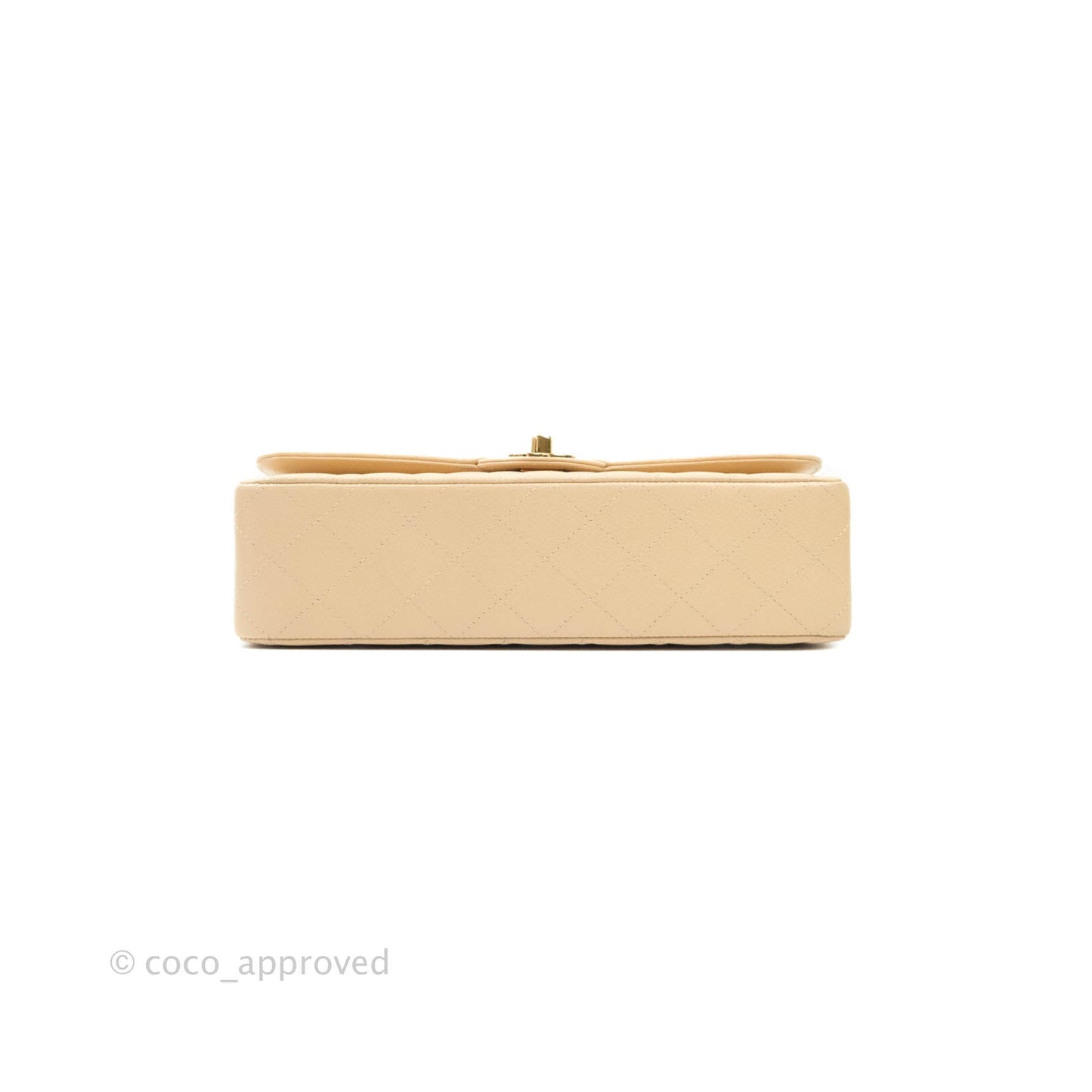 Chanel M/L Medium Double Flap Bag Beige Caviar Gold Hardware