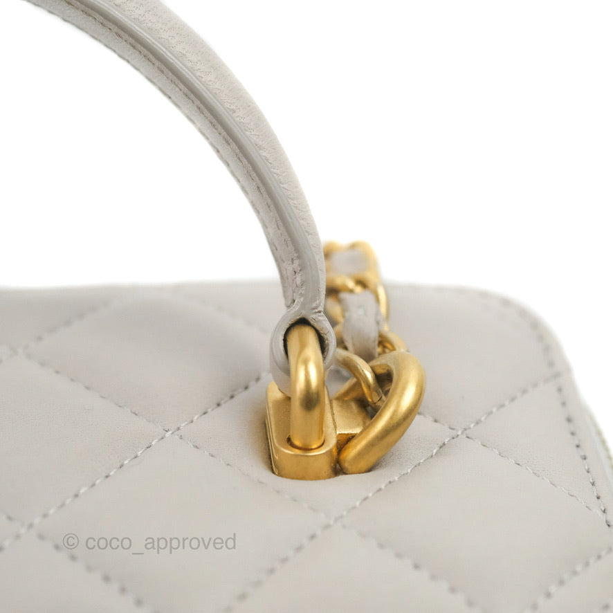 Chanel Vanity Rectangular Top Handle Grey Lambskin Gold Hardware