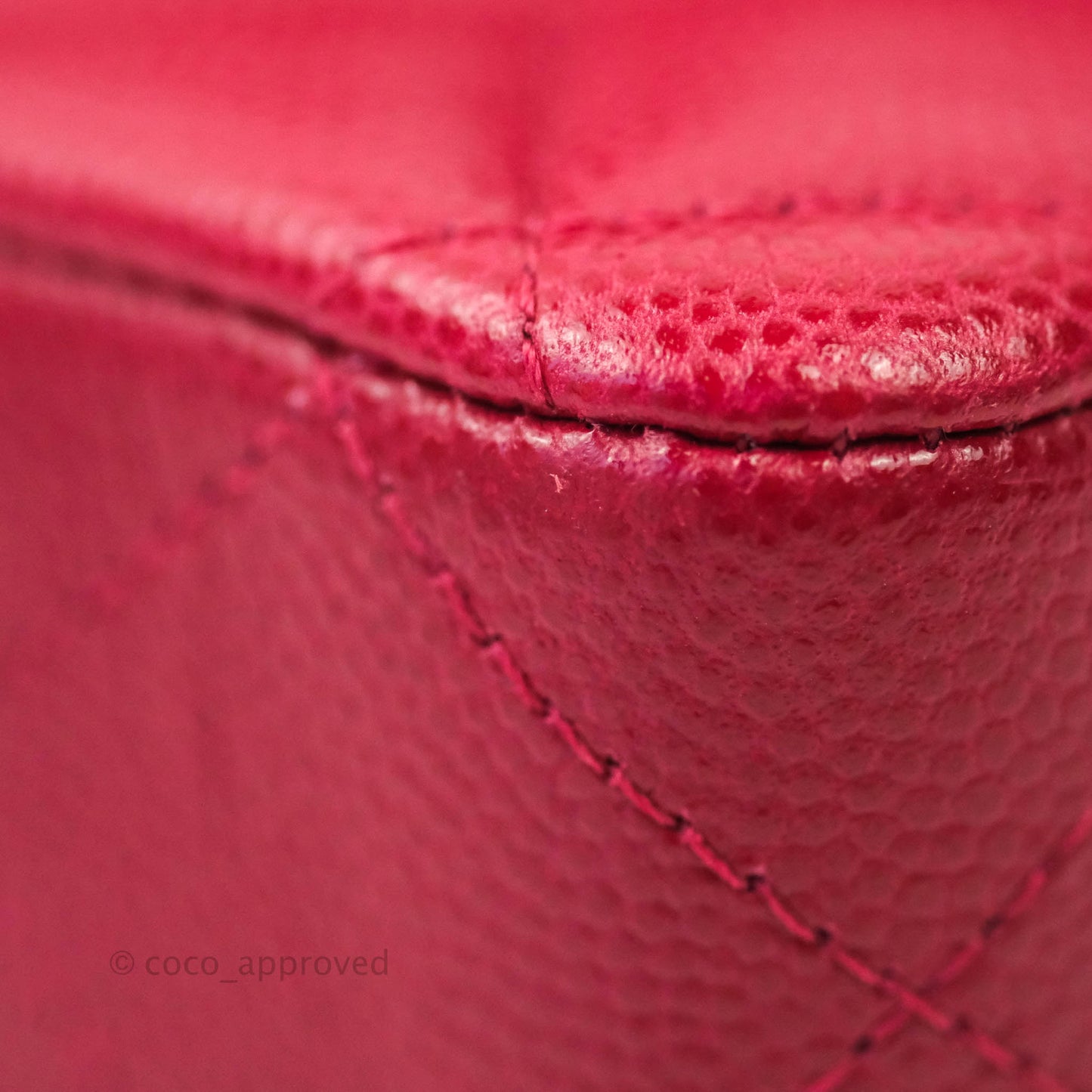 Chanel Classic M/L Medium Double Flap Red Caviar Silver Hardware 18B