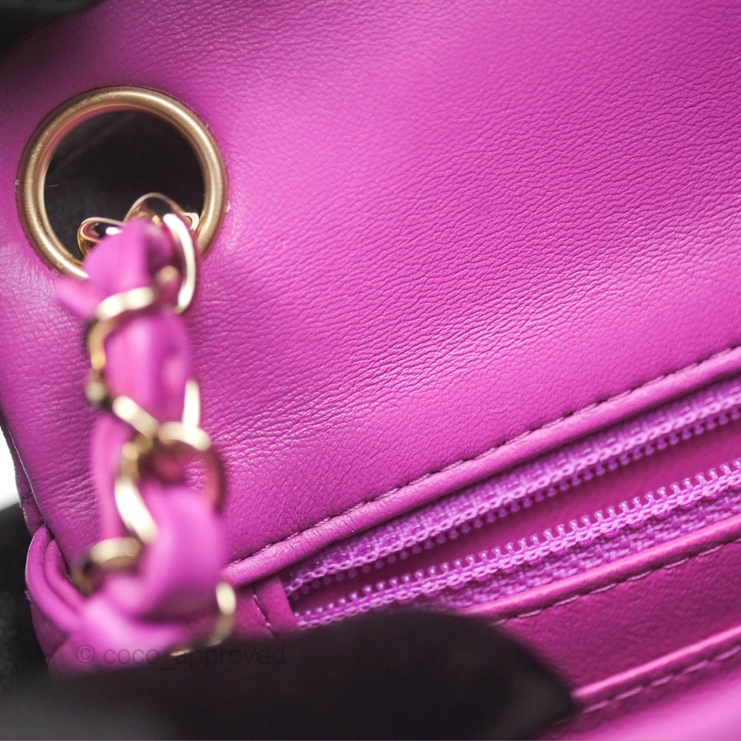 Chanel Mini Square Flap Quilted Purple Lambskin Gold Hardware