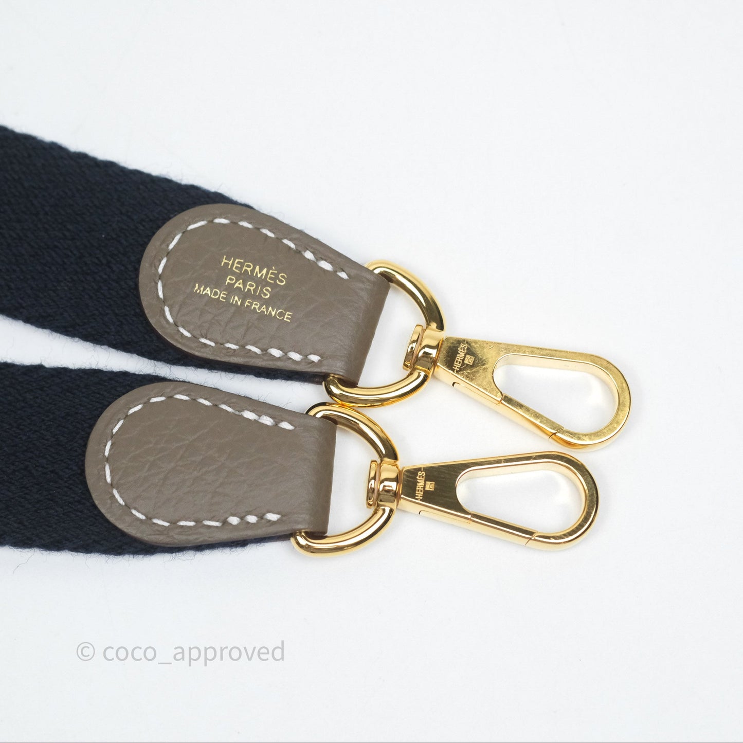 Hermès Mini Evelyne 16 Etoupe 18 Clemence Gold Hardware with Bleu Indigo Strap