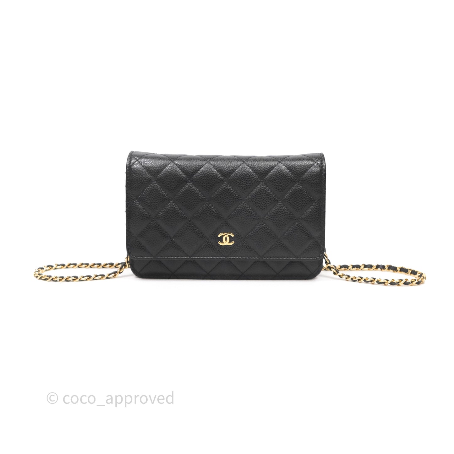 Chanel Classic Wallet On Chain WOC Quilted Black Caviar Gold Hardware