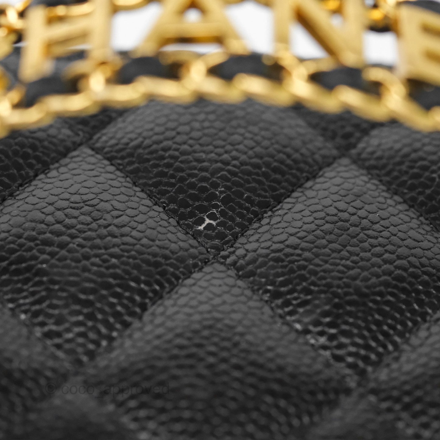 Chanel Logo Top Handle Vanity Rectangular Black Caviar Aged Gold Hardware