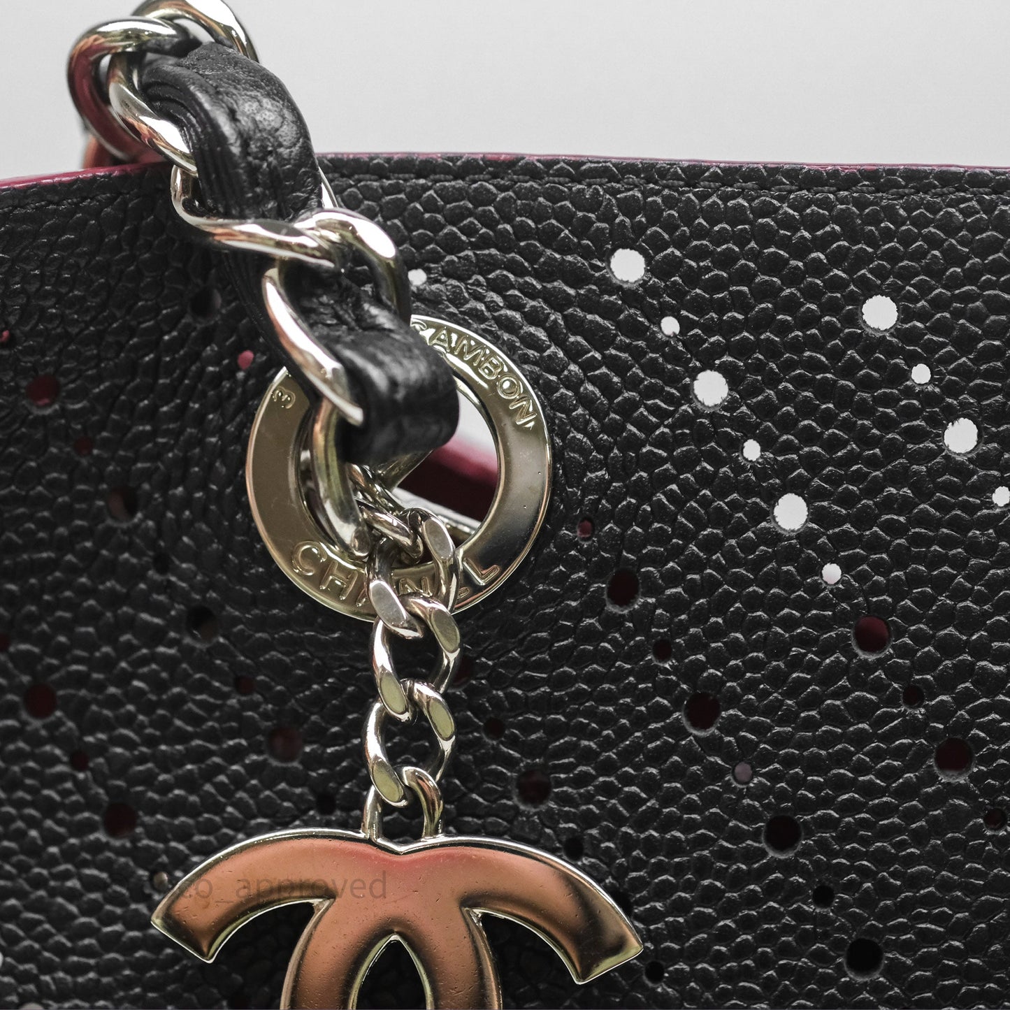 Chanel Large Shopping Tote Black Perforated Caviar Silver Hardware