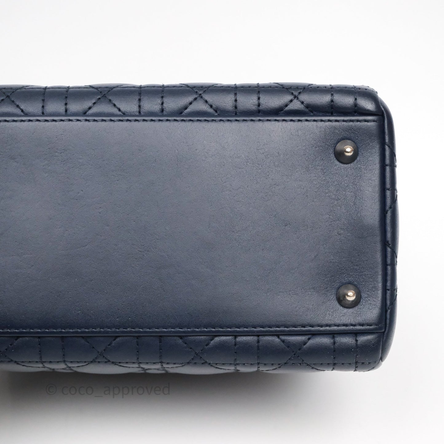 Christian Dior Medium Lady Dior Navy Lambskin Silver Hardware