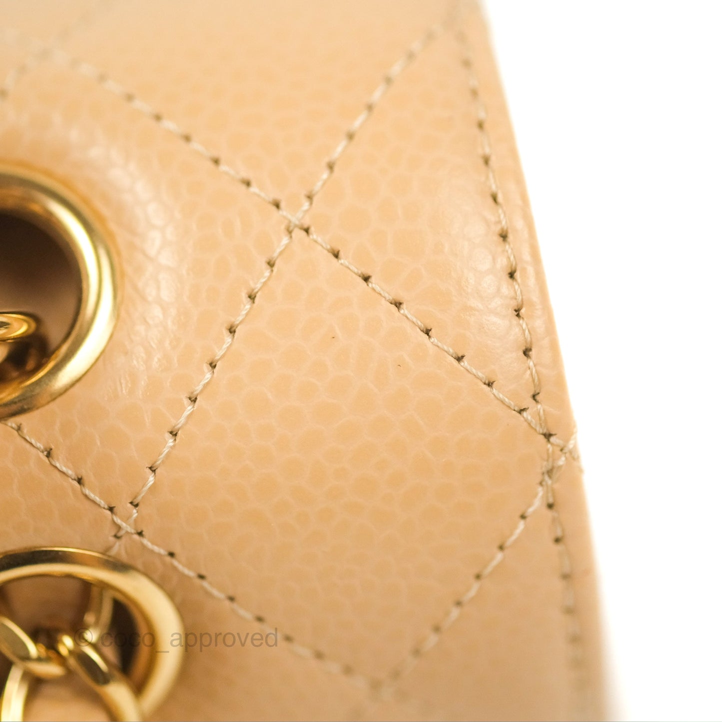 Chanel Classic M/L Medium Flap Quilted Beige Caviar Gold Hardware