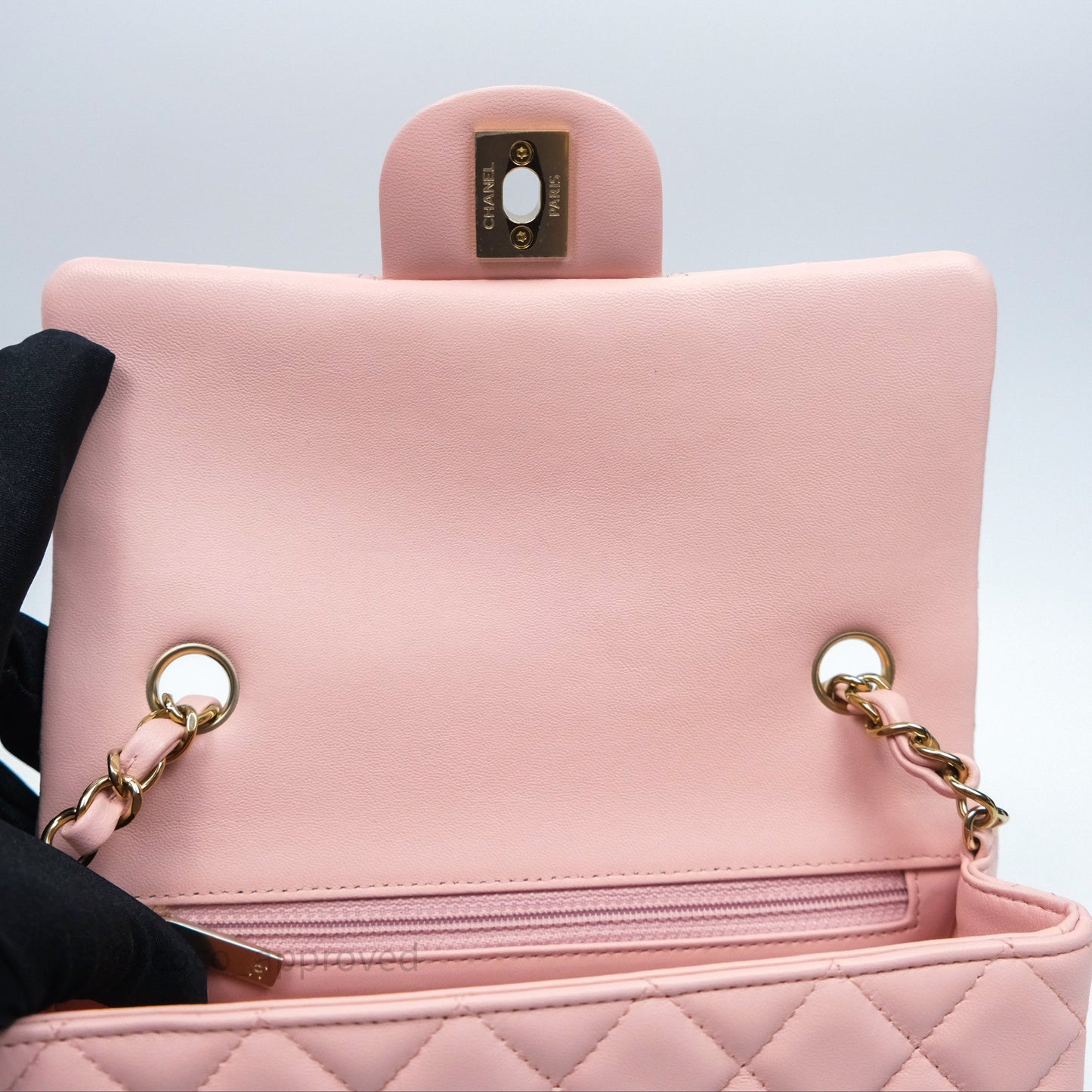 Chanel Quilted Mini Rectangular Flap Pink Lambskin Gold Hardware