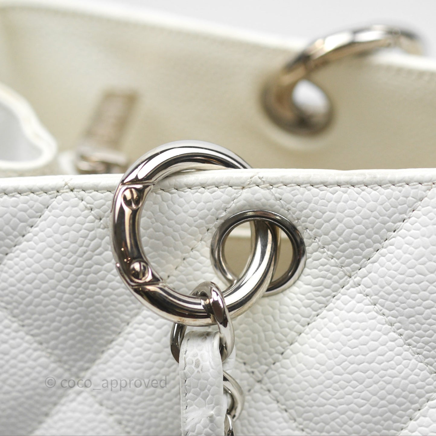 Chanel GST White Caviar Silver Hardware