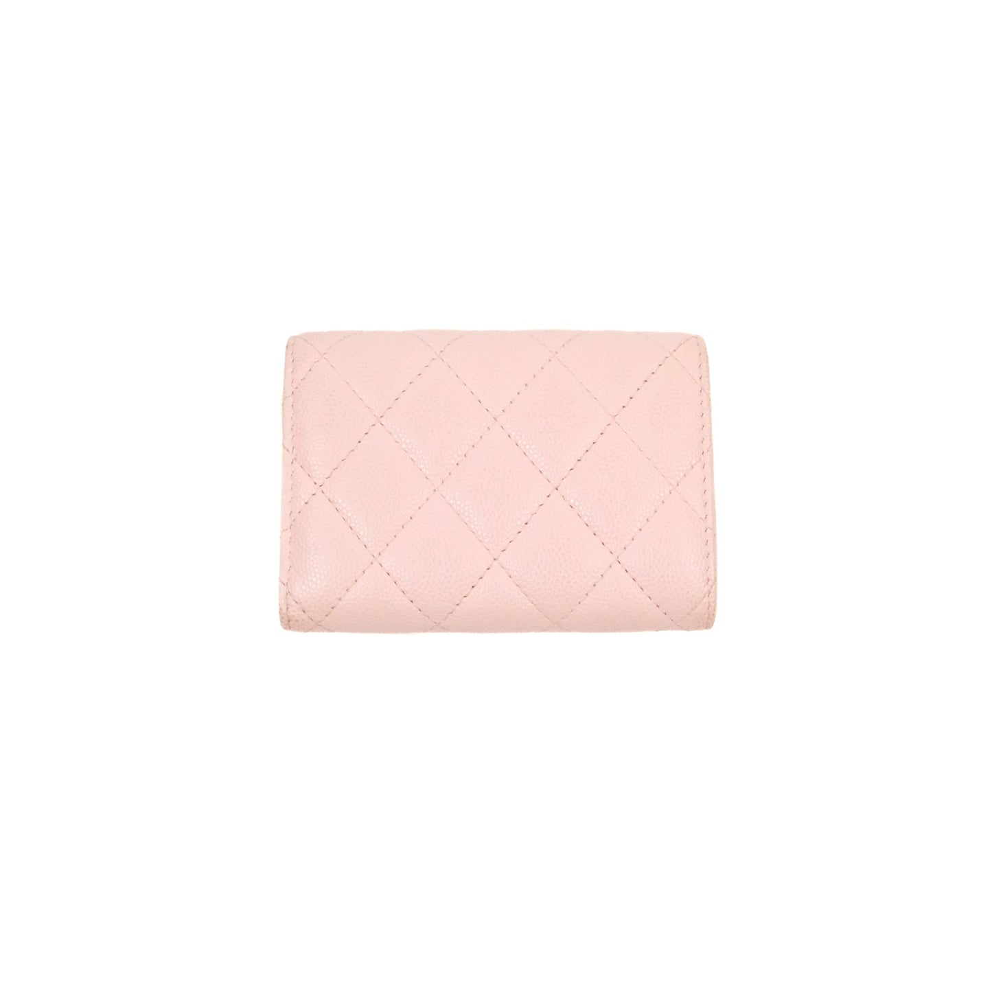Chanel Quilted Small Classic Flap Trifold Wallet Pink Caviar Gold Hardware