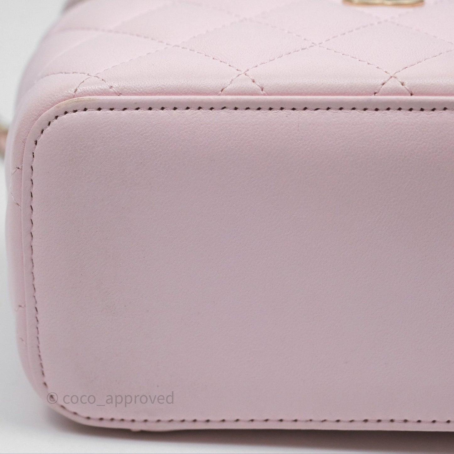 Chanel Vanity Rectangular Top Handle Light Pink Lambskin Gold Hardware
