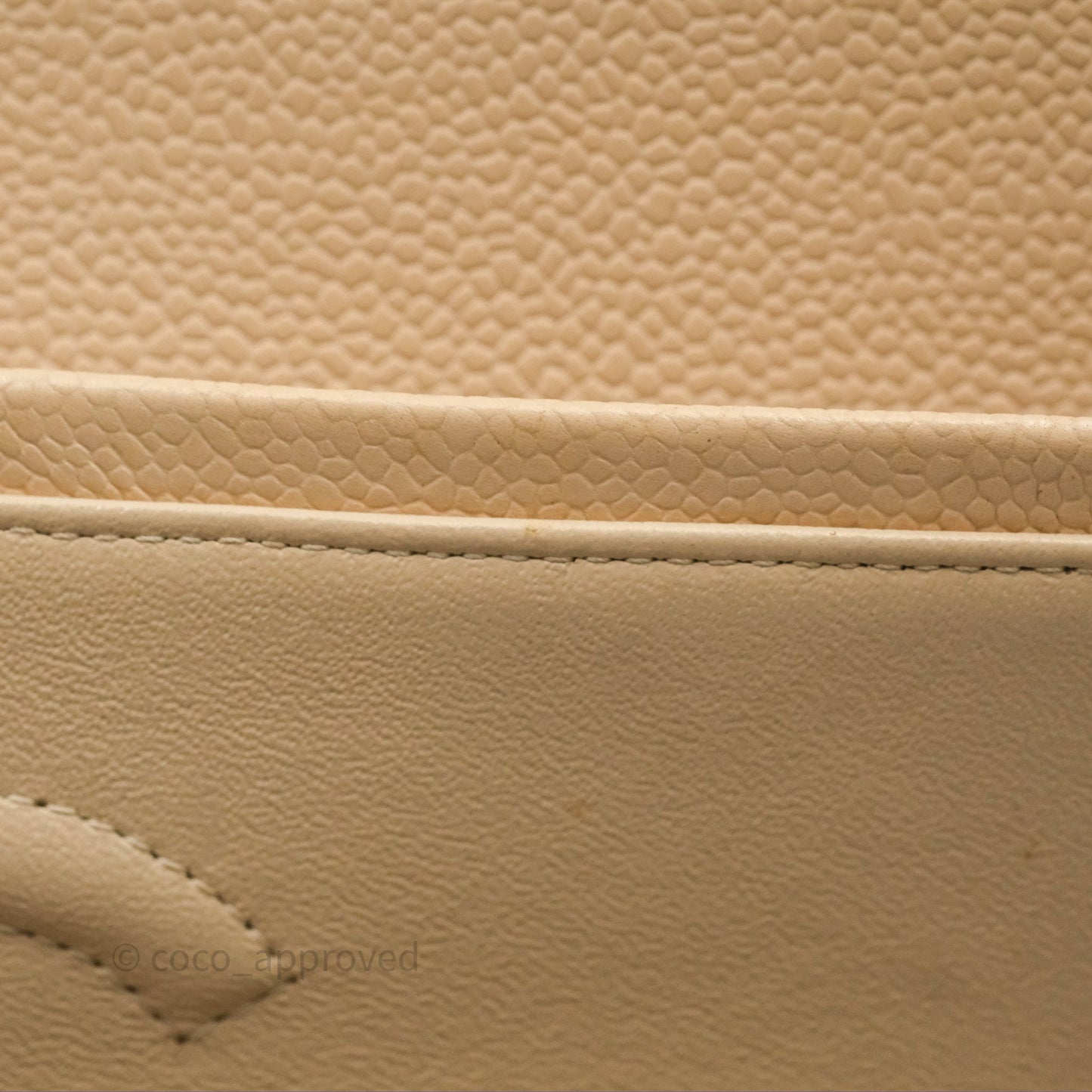 Chanel M/L Medium Classic Flap Quilted Beige Caviar Gold Hardware