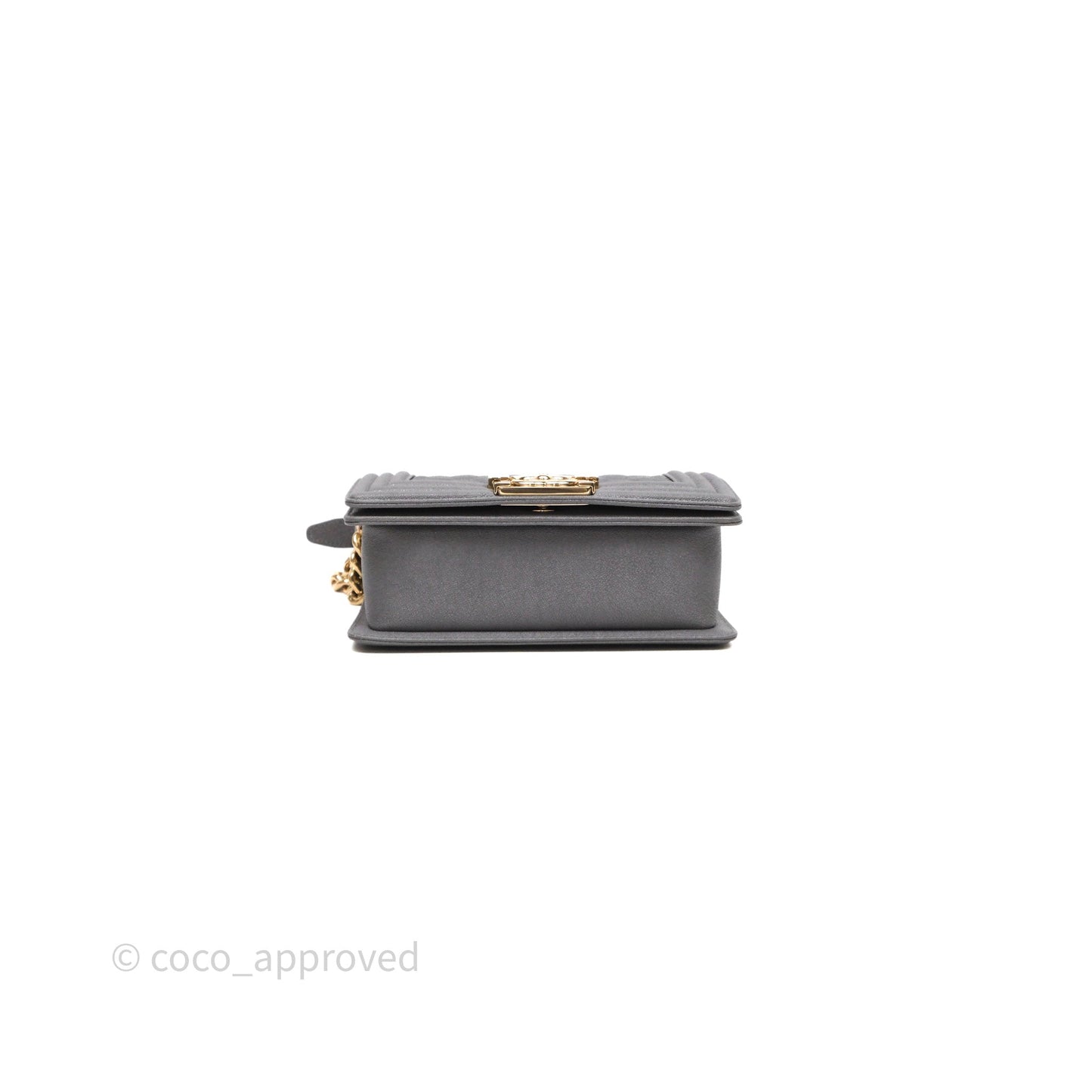 Chanel Small Boy Dark Grey Caviar Gold Hardware
