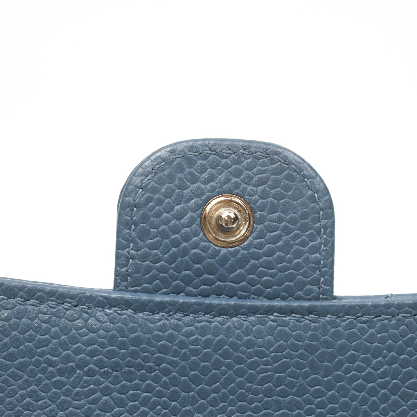 Chanel Quilted Small Flap Wallet Grey Blue Caviar Silver Hardware