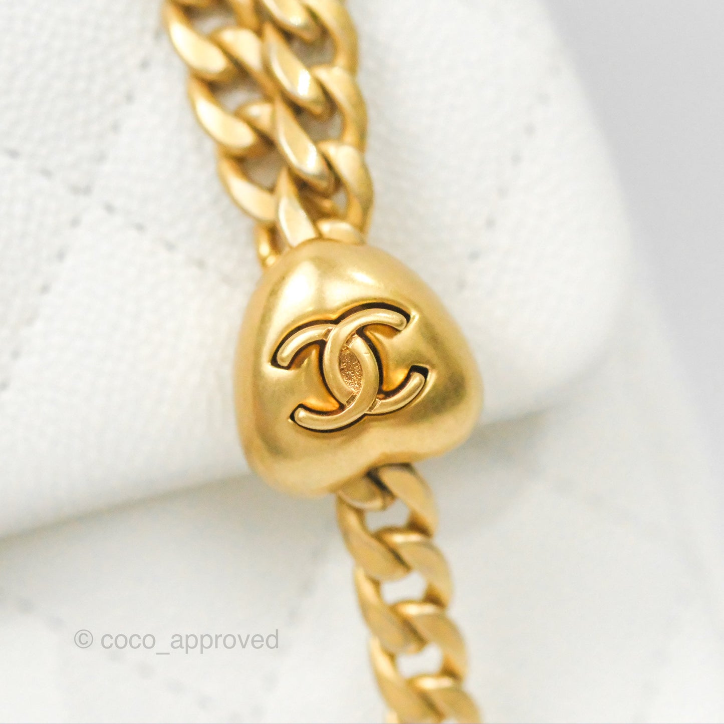 Chanel Large Flap Bag Heart Adjustable Chain White Caviar Aged Gold Hardware
