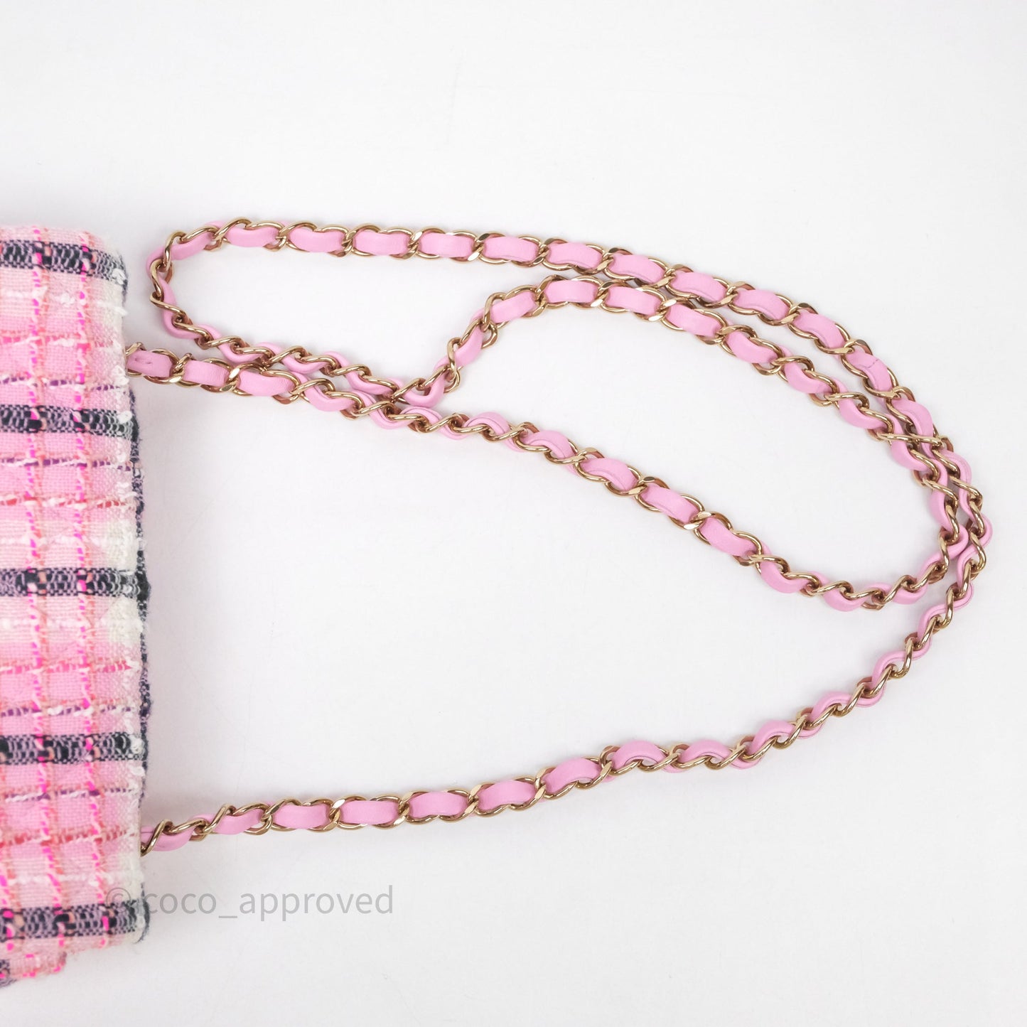 Chanel Quilted Mini Rectangular Flap Pink Tweed Gold Hardware