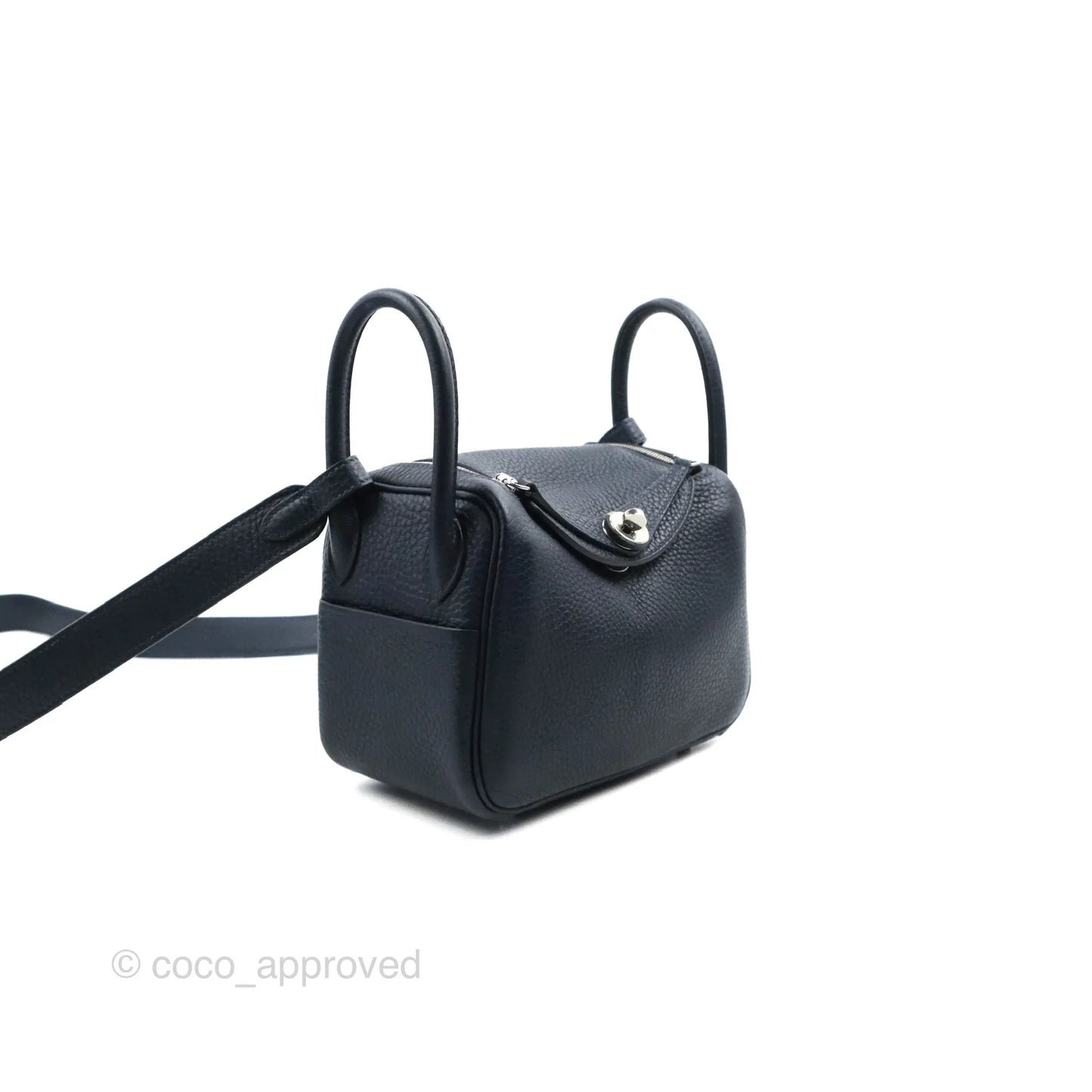 Hermès Mini Lindy 20 Bleu Nuit Clemence Palladium Hardware