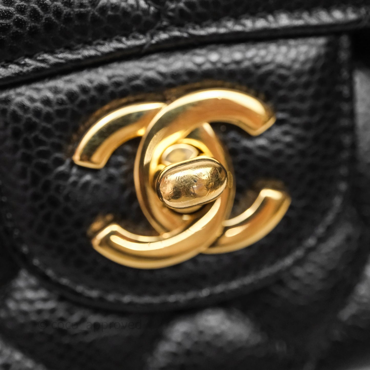 Chanel Quilted Classic M/L Medium Flap Black Caviar Gold Hardware