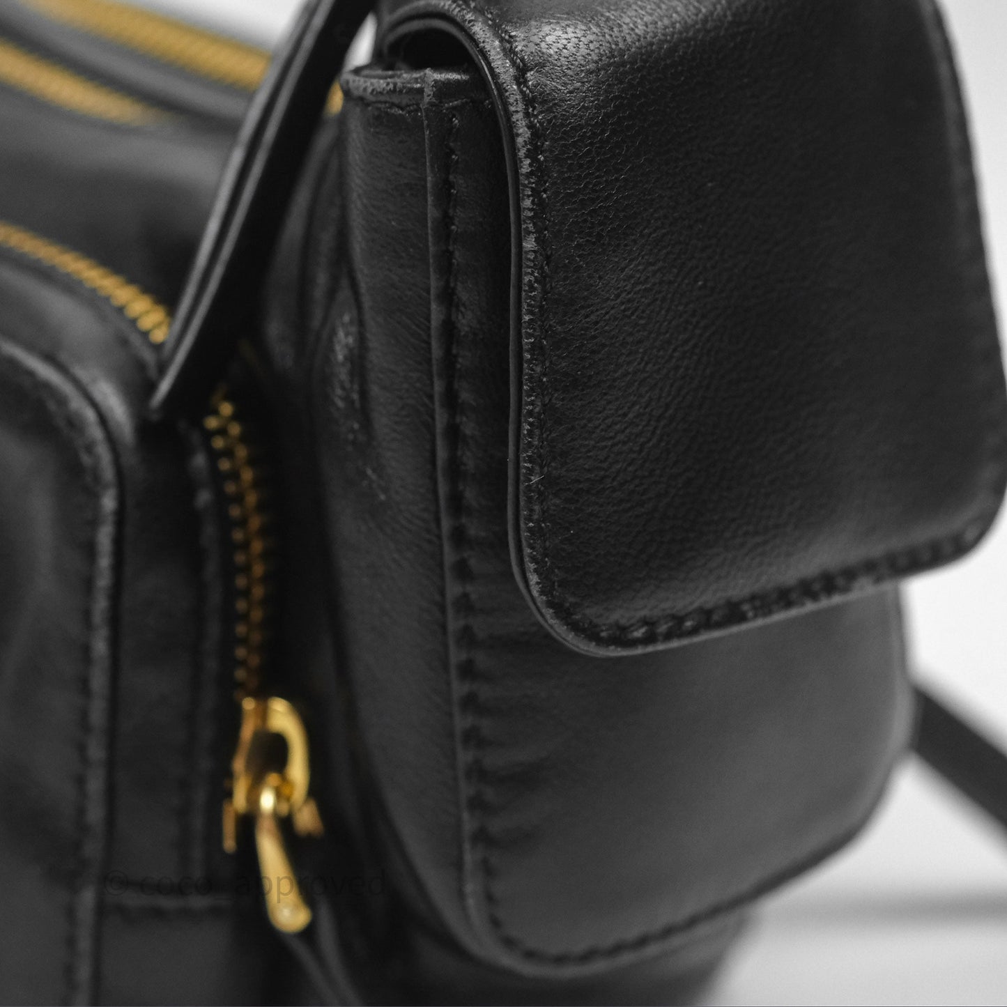 Miu Miu Nappa Leather Pocket Bag Black Lambskin Gold Hardware
